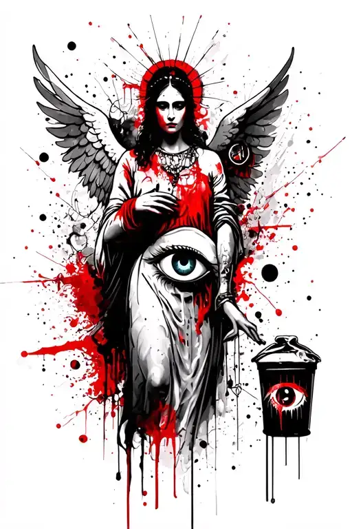 Evil Eye With Angel Holding