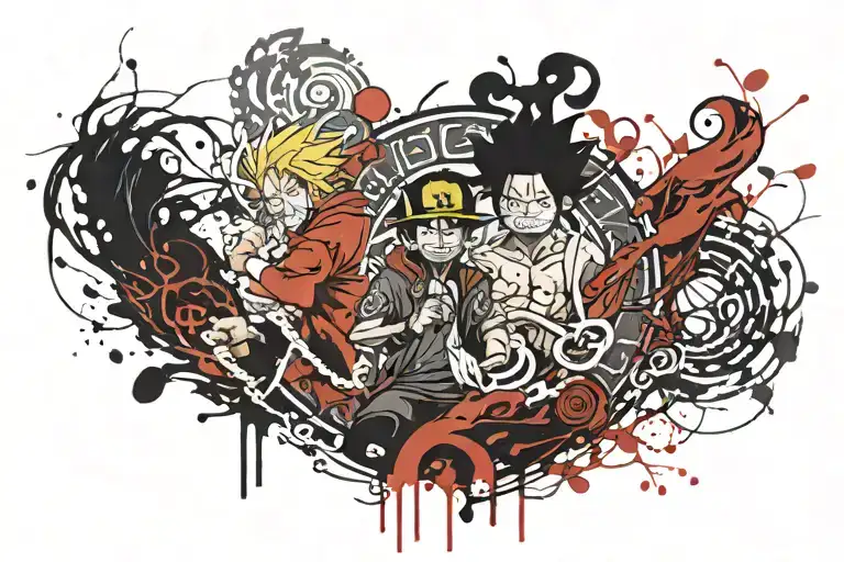 One Piece X Naruto Related Tatto