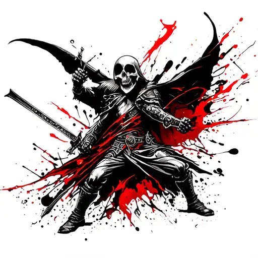 Warrior Fighting Grim Reaper