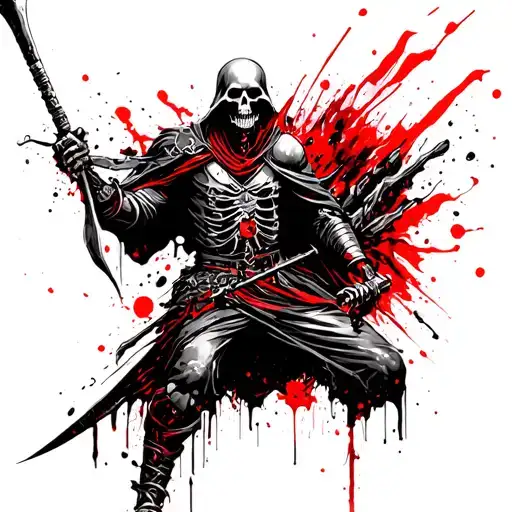 Warrior Fighting Grim Reaper
