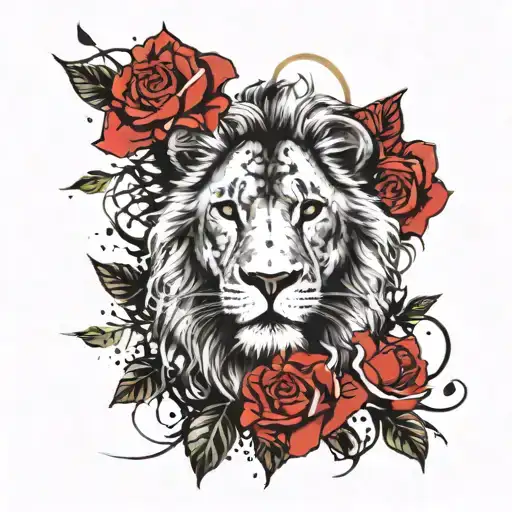 Lion And Jasmine Flower