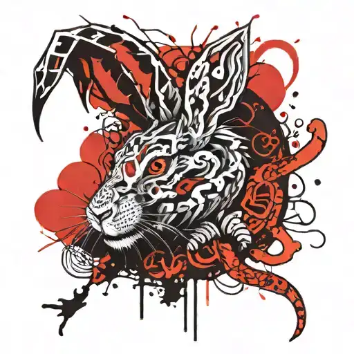 Rabbit Being Eaten By A Snake