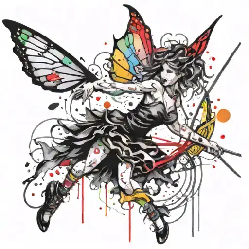 A Whimsical Scene Of A Fairy Casting A Spell With A Rainbow Wand