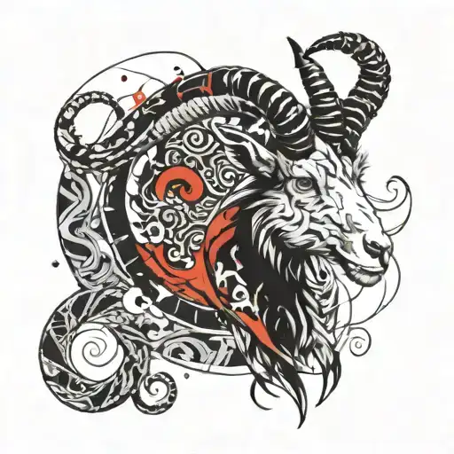 Capricorn Goat With Serpent Tail
