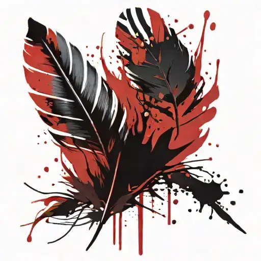Feather Coverd In Blood