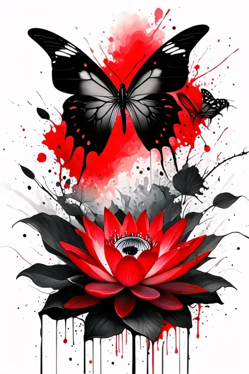 3 Butteryfly And Lotus Flower