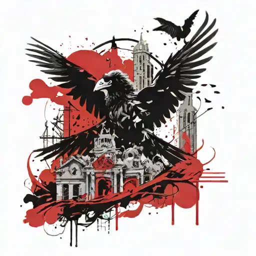 The Crow And The Joker With A Tower Surrounded With Cemetery