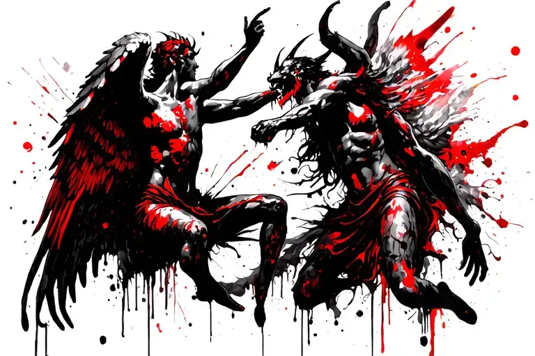 Angel Fighting A Demon