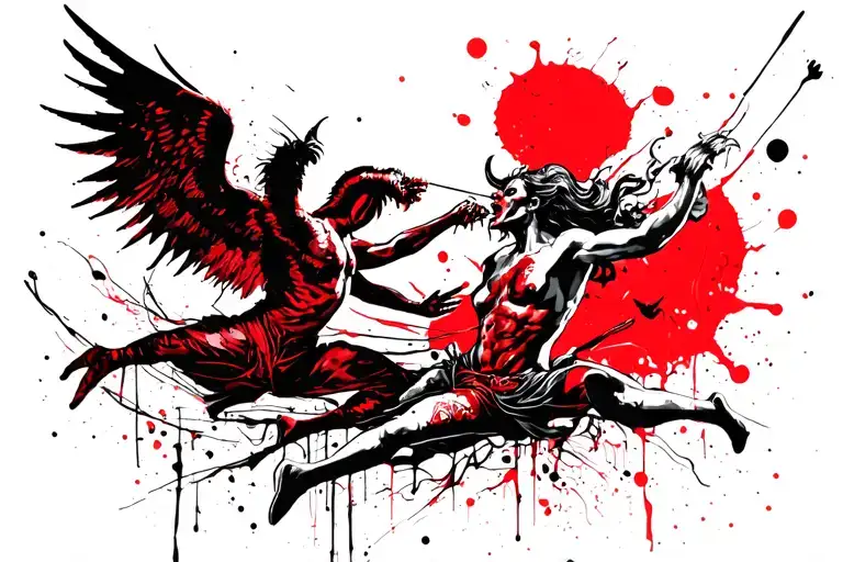 Angel Fighting A Demon