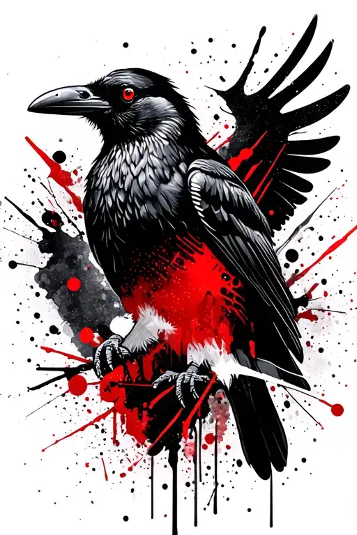 Crow Posing With A Mysterious Silhouette