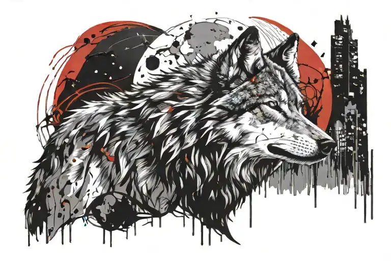 Wolf On A Hill Howling At The Moon