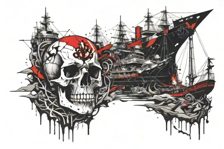 Skull Ship And Anchor