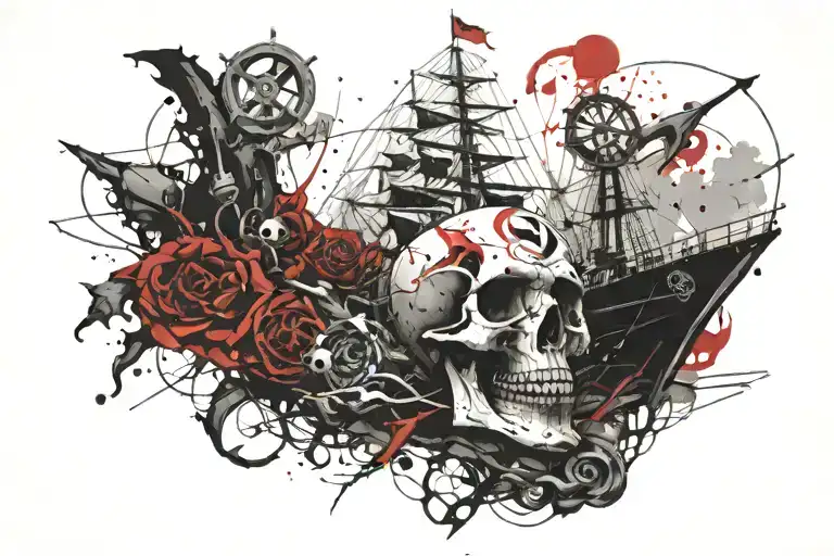 Skull Ship And Anchor