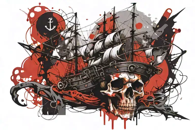 Skull Ship And Anchor