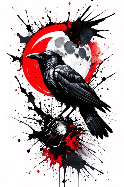 Raven Wings And Moon Rising