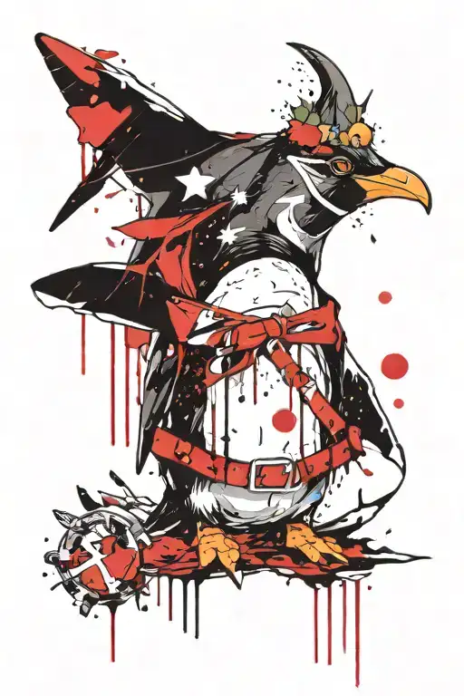 A Angry Penguin With An Elf And A Fairy