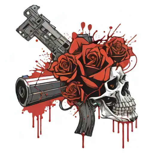 Skull And Roses Gun