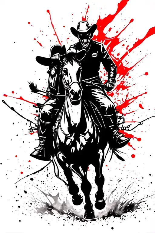 Alien Cowboy Riding A Horse