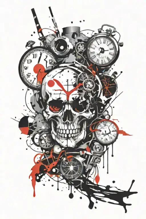Clown Skull Smashed By Clock Face