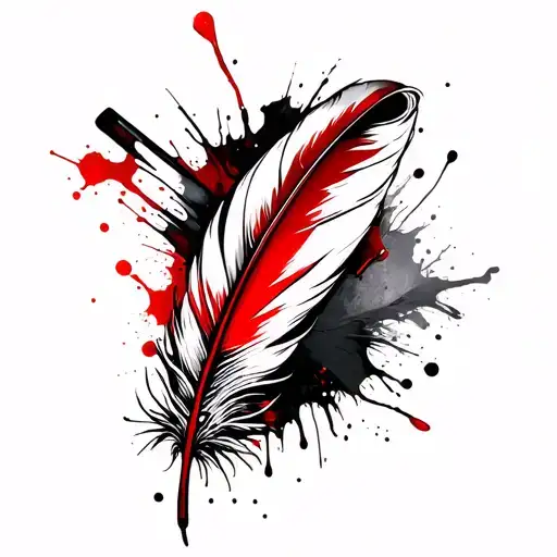 Scroll Of Paper And Feather Quill Pen Writing