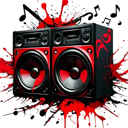 Music Note Speakers Blasting Music