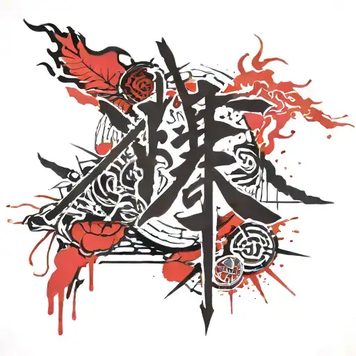 Chinese Writing Inside A Mexican Sun Shining Brightly