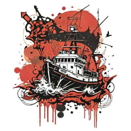 Fishing Trawler Battering Through The Sea