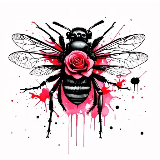 Bee With Skulls And Rose Pink