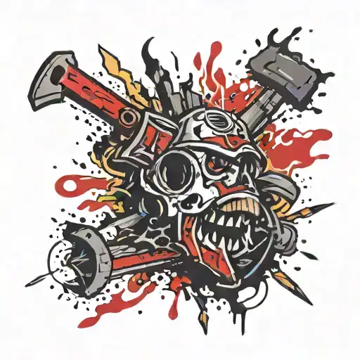 Taz Cartoon Whirl Wind Holding Fire Pick Axe