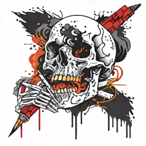Create Tatto With Cigarettes And Skull