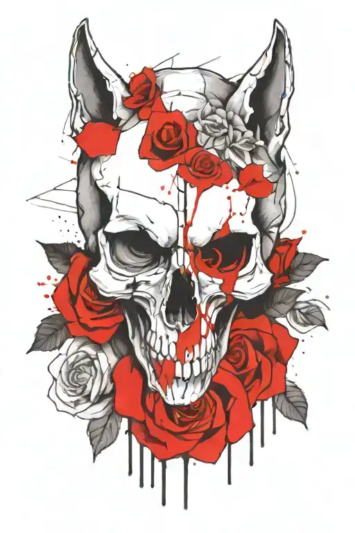 Roses Wolf Skull