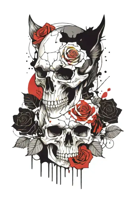Roses Wolf Skull