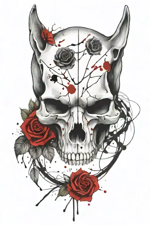 Roses Wolf Skull