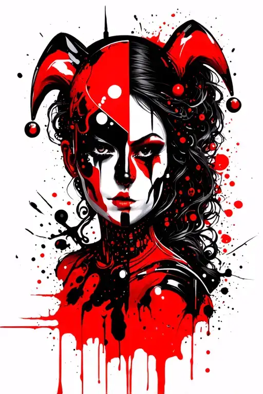 Head Half Woman Half Robot Court Jester