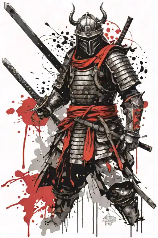Armor Of God With The Aesthetic Of A Samurai Warrior Battling