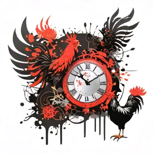 Clock Date Sign Aquarius And Fire Rooster Mix