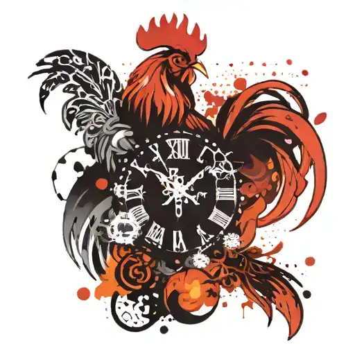 Clock Date Sign Aquarius Zodiac And Fire Rooster Mixes With Nordic Style