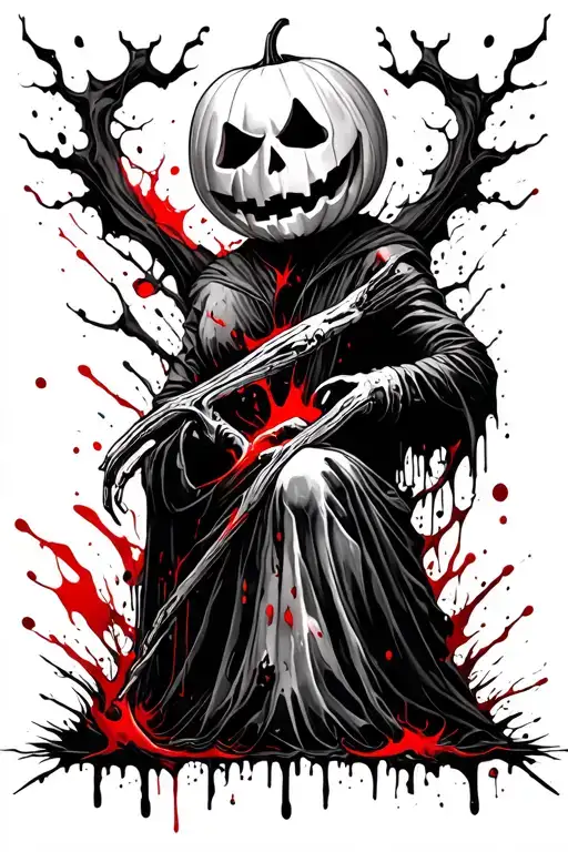 Pumpkin Head Reaper Full Body Grave Yard