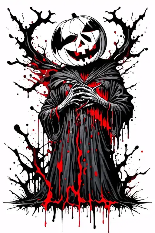 Pumpkin Head Reaper Full Body Grave Yard