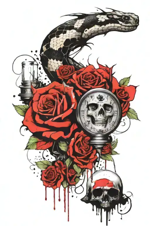 Momento Mori And Snake And Hourglass
