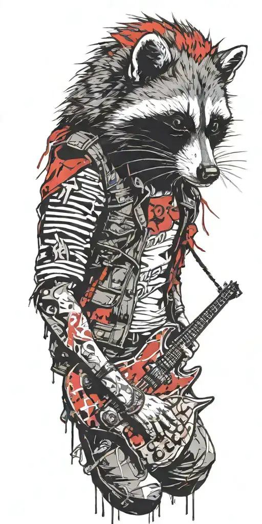 Rocker Raccoon Body Surrealism