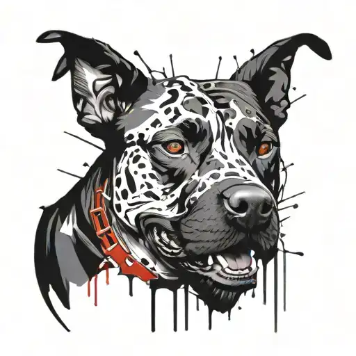 Pitbull Face Inside A Thorn Crown