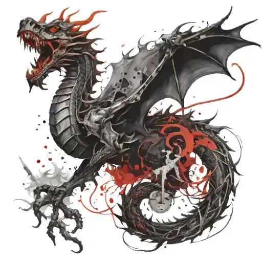 Smoke Forming Into Dragon Around A Sword