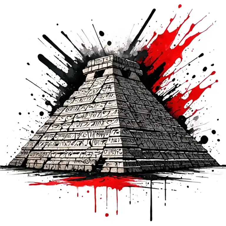 A Mayan Pyramid With Egyptian Hieroglyphs Representing Strength And Resilience