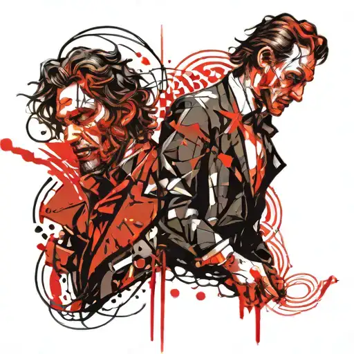 Dr Jekyll And Mr Hyde One Side Faces Line Drawing