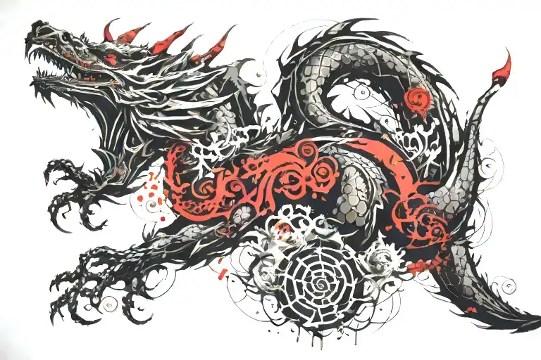 A Dragon Meditating In A Serene Buddhist Temple Garden