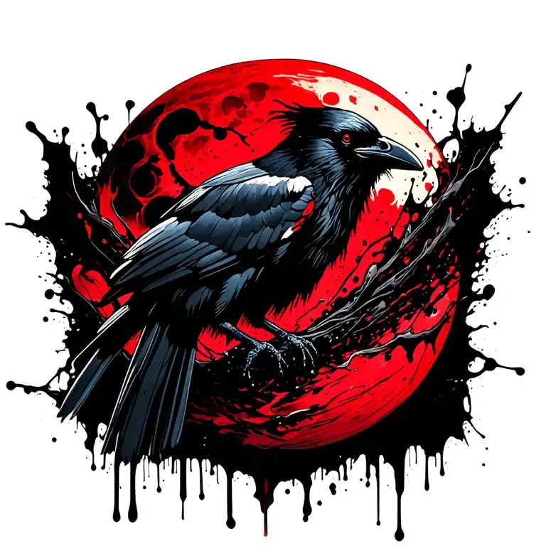 Raven Wrapped Around Moon