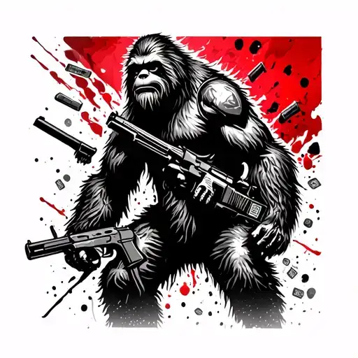 Tactical Sasquatch Carrying Guns Money Drugs