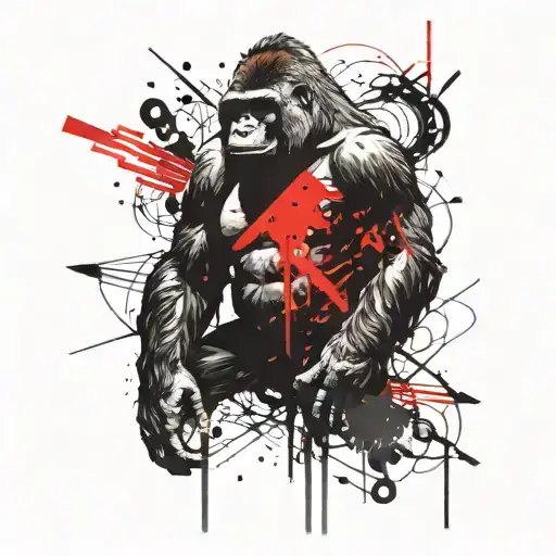 Whole Gorilla Futuristic Red Laser Player In Action