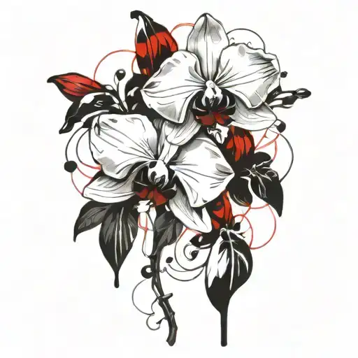 Orchid Flower With Leaves